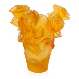 Daum | Crystal Small Yellow vase Rose Passion