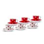Karaca  |Nokta Red and White Porcelain Coffee Cup Set | 80ml