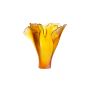 Daum | Crystal Large Amber Ginkgo Vase