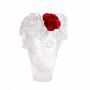 Daum | Crystal Small Rose Passion Vase in White with Red Flower